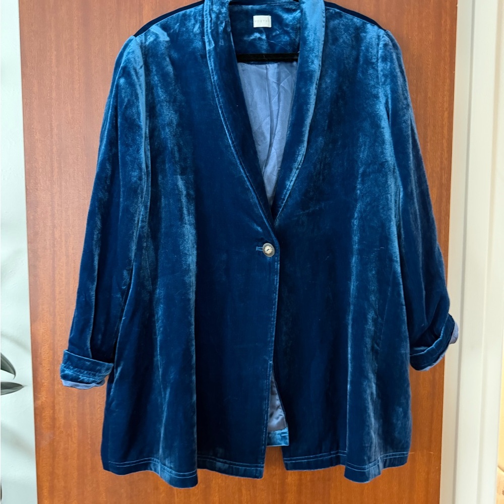 Poetry Deep Blue Velvet Blazer